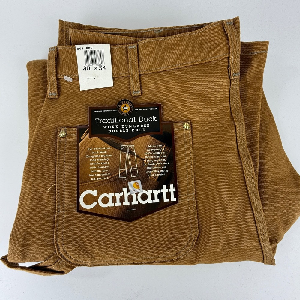 Carhartt Double Front Work Dungaree Pants Mens 40x34 B01 BRN Brown NWT NOS